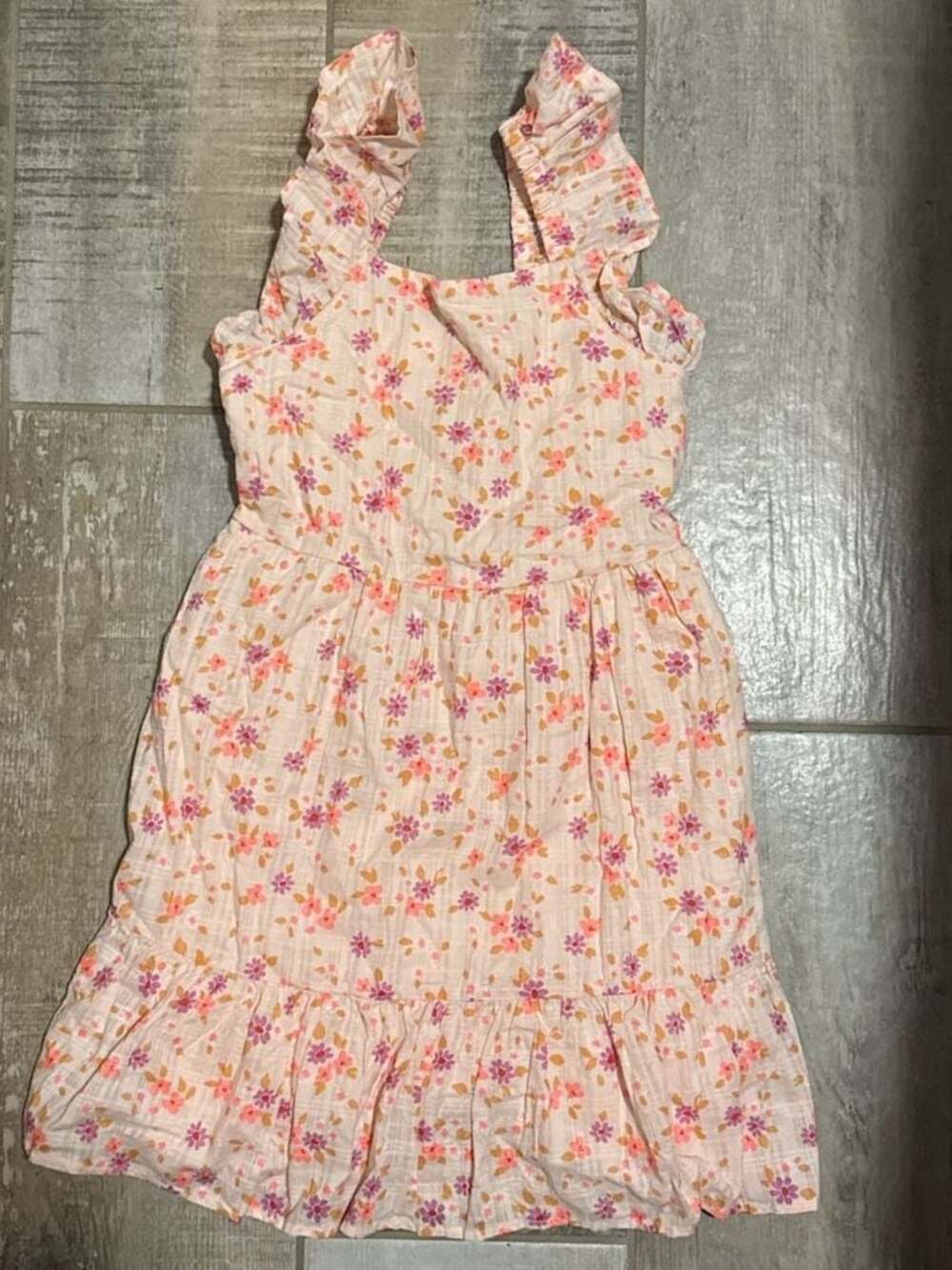 Cat & Jack Girls Floral Ruffle Strap Dress Size M (8)